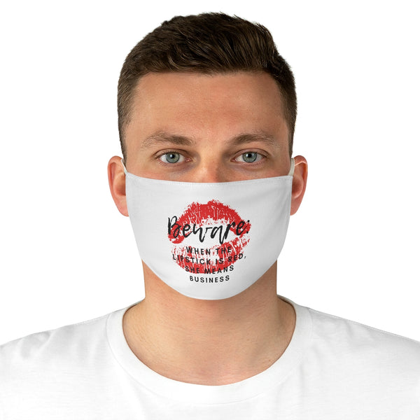 White Beware Fabric Face Mask