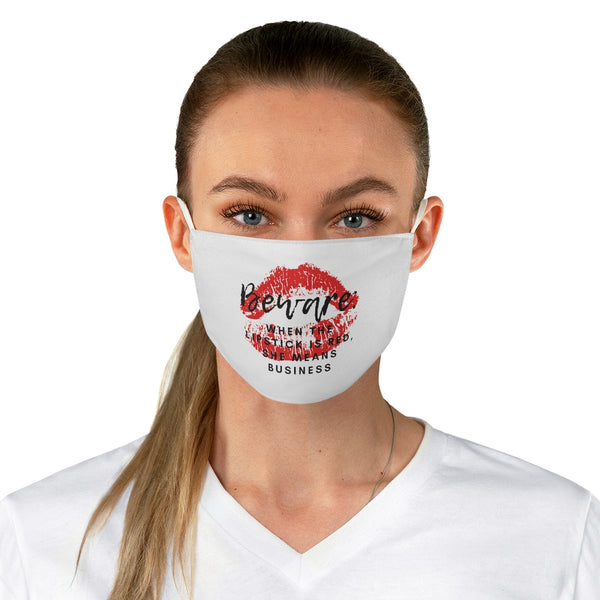 White Beware Fabric Face Mask