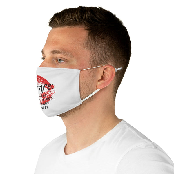 White Beware Fabric Face Mask